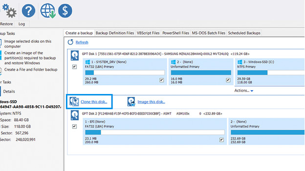 Clone drive in Macrium Reflect