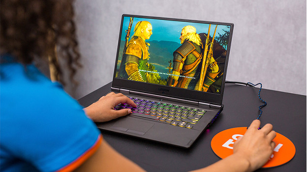 Expert is gaming on a gaming laptop