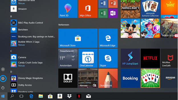 Windows 10 start menu.