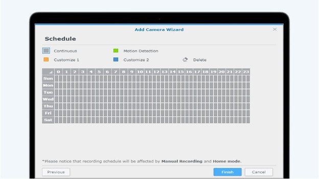 Richte einen Aufnahmeplan in der Synology Surveillance Station ein