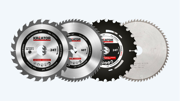 Different brands and types of saw blades