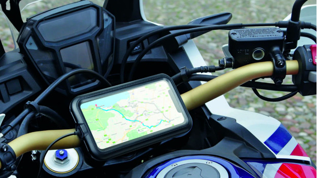 Motorradhalterung am Lenker
