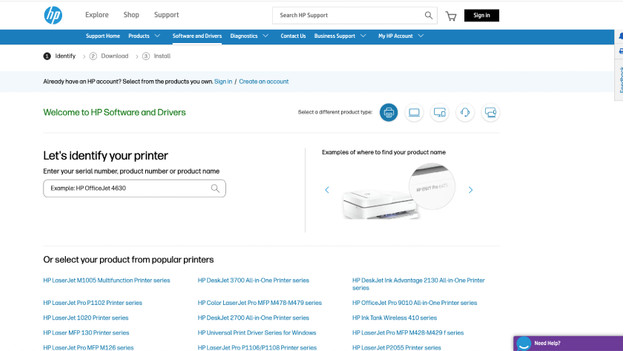 HP printer website drivers