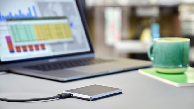 MacBook with an external hard drive