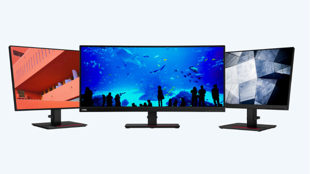 3 verschiedene Lenovo-Monitore in einer Reihe