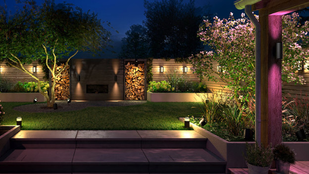 Garden with Philips Hue lights