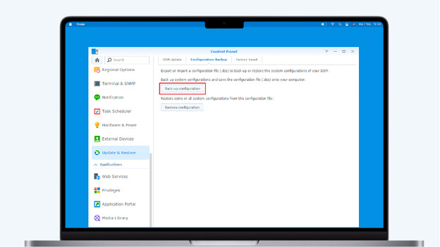 Erstelle ein Back-up deiner Einstellungen über Synology DSM