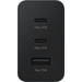 Samsung Charger with 3 USB Ports 65W Black + USB-C Cable Nylon Black 1.5m front