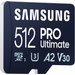 Samsung PRO Ultimate 512GB (2023) MicroSDXC + USB Reader right side