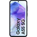 Samsung Galaxy A55 256GB Dunkelblau 5G + Samsung 25 Watt Schnellladegerät Schwarz vorne