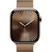 Apple Watch Series 10 4G 46 mm Titan Gold Milanaise Armband M/L vorne