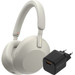 Sony WH-1000XM5 Silber + BlueBuilt Quick-Charge-Ladegerät mit USB-A-Port 18 W Schwarz Main Image