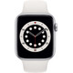 Apple Watch Series 6 44mm Silber Aluminium Weißes Sportarmband