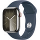 Apple Watch Series 9 4G 45 mm Silber Edelstahl Sportarmband Blau M/L