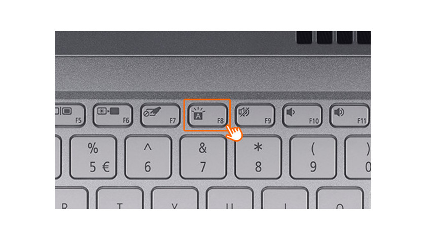 Taste für die Tastaturbeleuchtung bei F8.