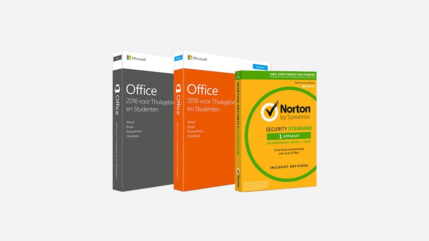 Norton- und Office-Software-Pakete in der Schachtel.