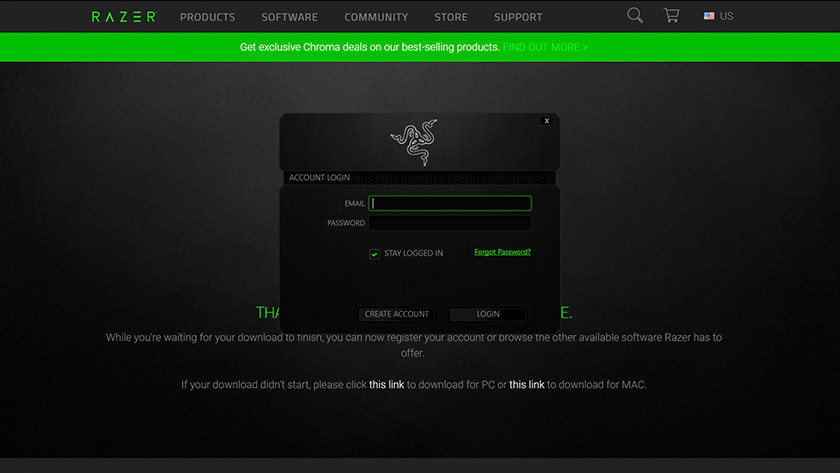 Melde dich an oder erstelle eine Razer-ID