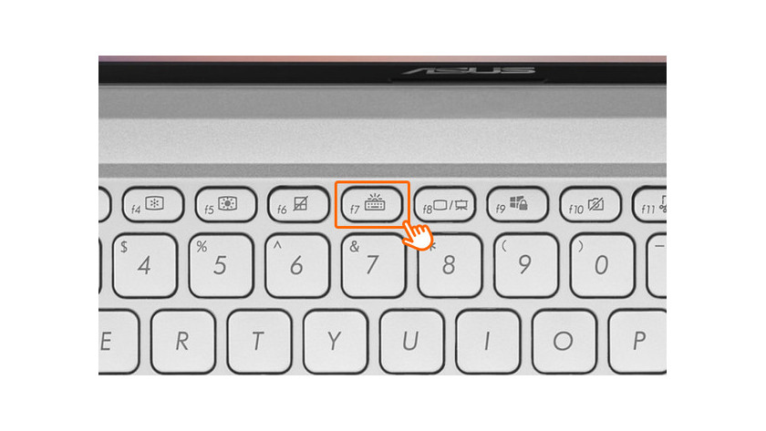 Taste für die Tastaturbeleuchtung bei F7.