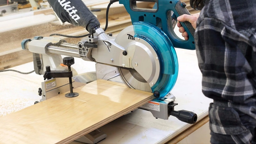 Makita radial arm saw in use