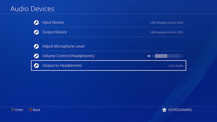 PlayStation 4 audio menu