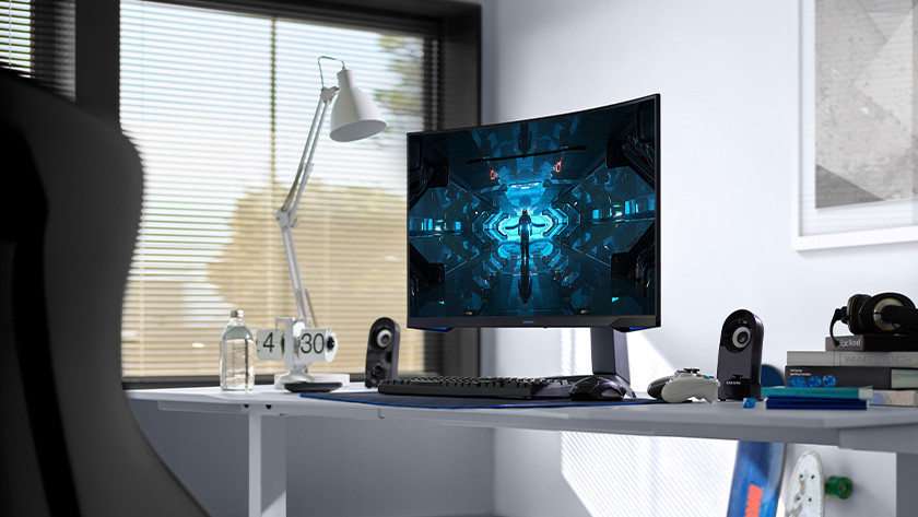 Odyssey G7 monitor on a gaming monitor