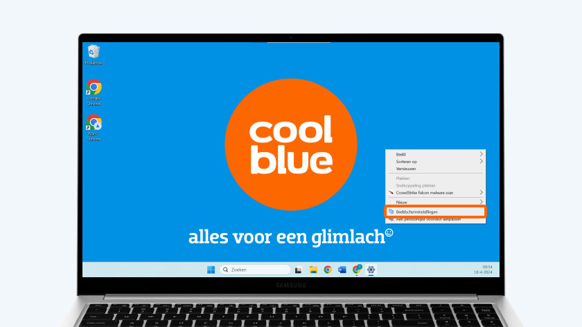 Coolblue-Bildschirm auf einem Laptop.