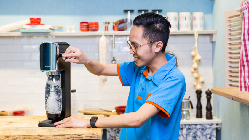 SodaStream Bedienung mit Hebel