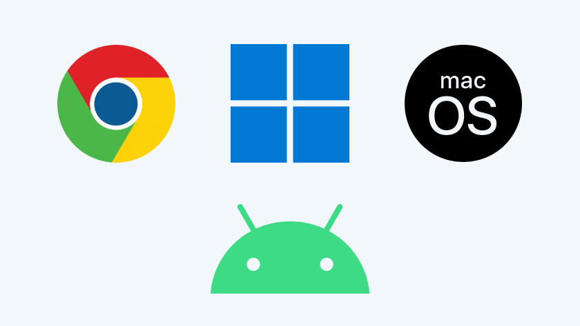 Betriebssysteme ChromeOS, Windows, macOS und Android