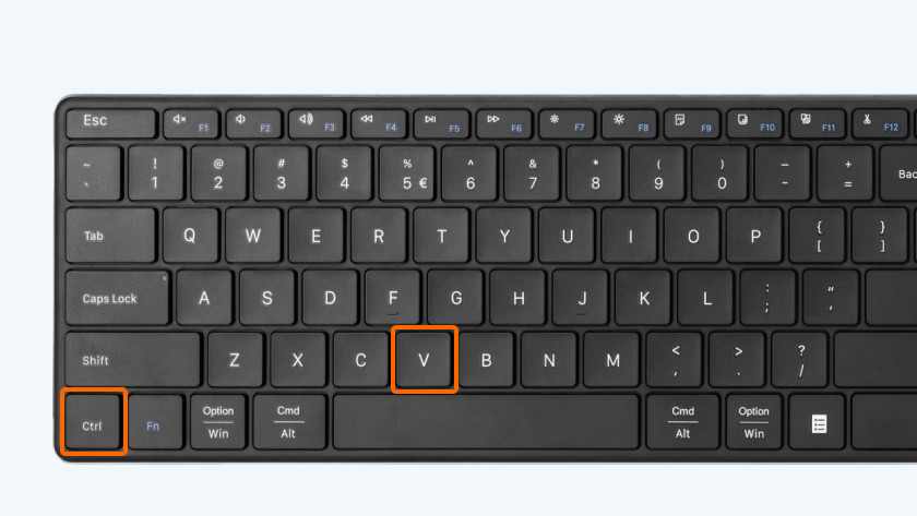 Ctrl + V button highlighted.