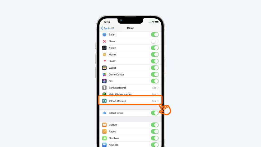 Tippe auf iCloud-Back-up