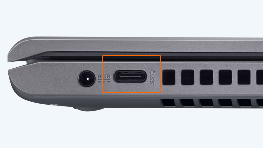 Ethernet connector on a laptop.