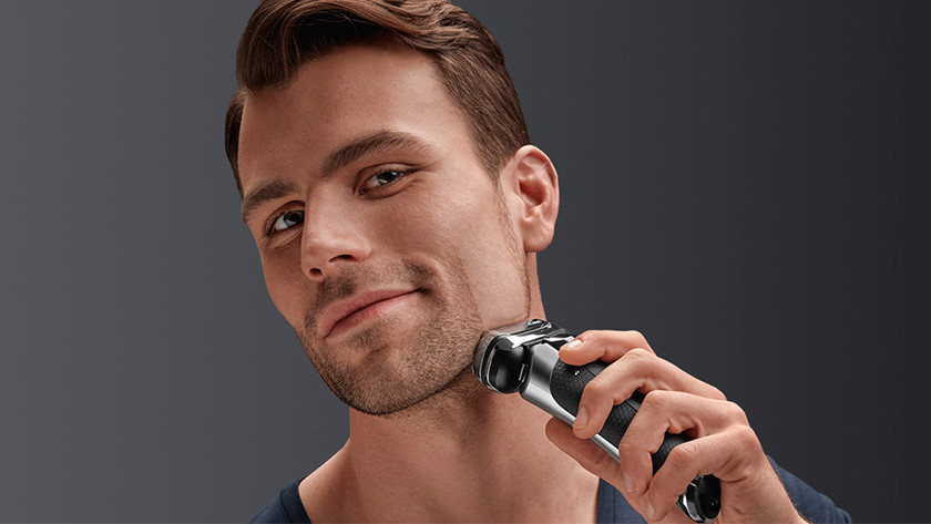 Shaving with a Braun electric shaver