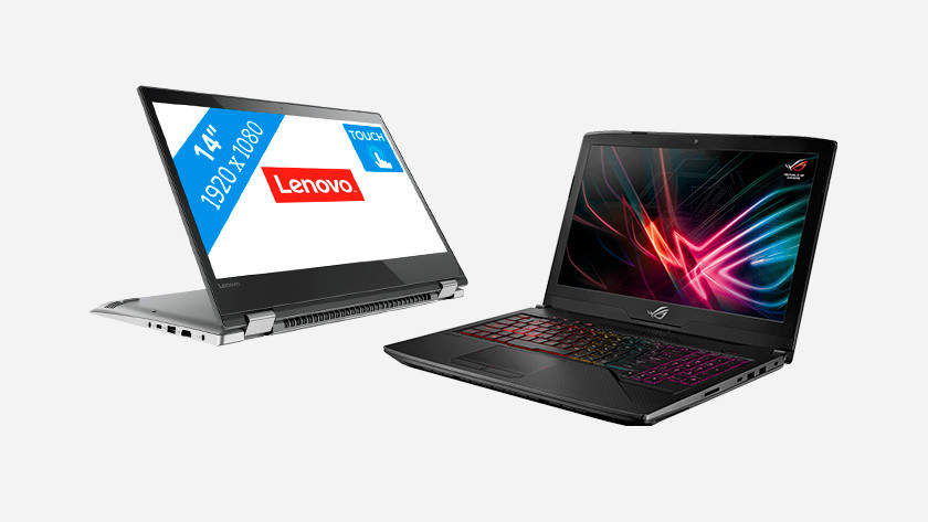A Lenovo and ROG laptop