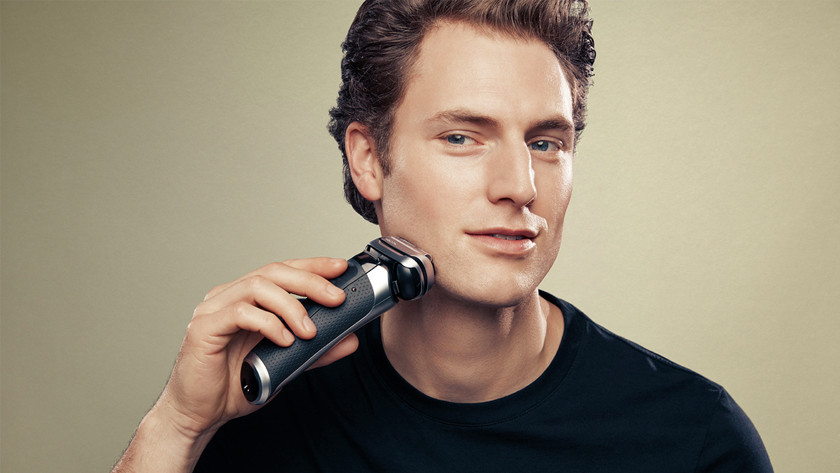 Shaving with a Braun electric shaver