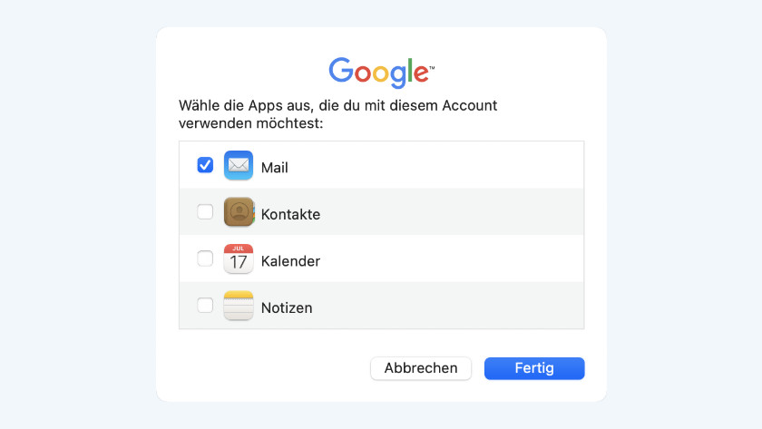 E-Mail mit Google Konto verwenden