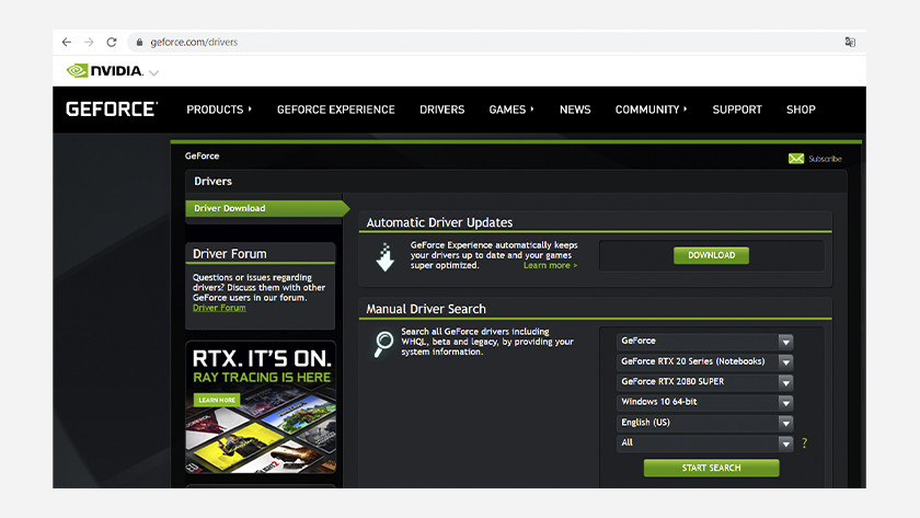 Descargar el panel online de control de nvidia