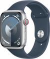 Apple Watch Series 9 4G 45mm Silver Aluminum Sport Band Blue M/L