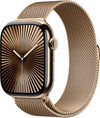Apple Watch Series 10 4G 46 mm Titan Gold Milanaise Armband S/M
