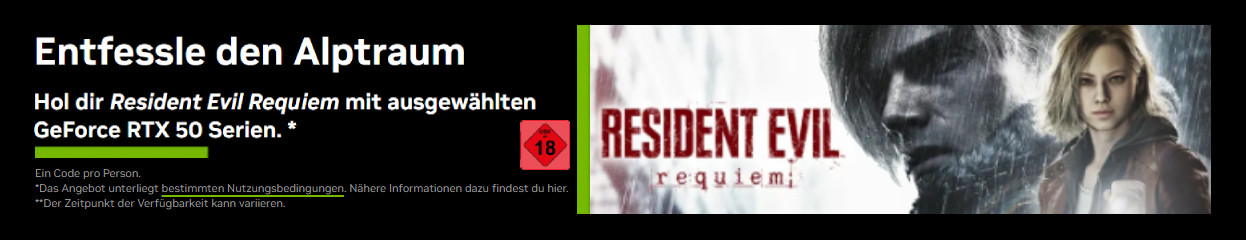 Bekomme Resident Evil Requiem zur NVIDIA GeForce RTX 5000 Series Grafikkarte geschenkt