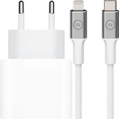 Apple Power Delivery Charger 20W + BlueBuilt Lightning Cable 1.5m Nylon White