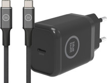 BlueBuilt Power-Delivery-Ladegerät 30 W + USB-C-Kabel Nylon Schwarz 1,5 m