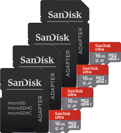 Sandisk MicroSDHC Ultra 16GB Class 10 A1 + SD Adapter Quad Pack is no longer available
