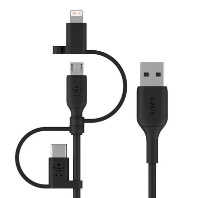 Belkin 3-in-1 USB-A-auf-USB-C / Lightning / Micro-USB-Kabel 1 m Kunststoff Schwarz ist nicht mehr verfügbar