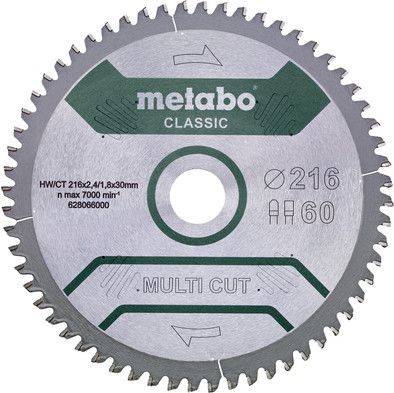 Metabo Multi Cut Saw Blade Universal 216x30x1.8mm 60T is no longer available