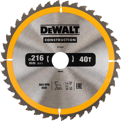 DeWalt Sägeblatt für Holz 216 x 30 x 2,6 mm 40T ist nicht mehr verfügbar