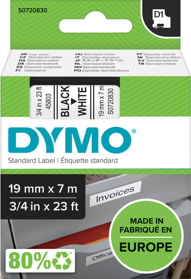 DYMO Original D1 Etiketten Schwarz-Weiß (19 mm x 7 m) ist nicht mehr verfügbar