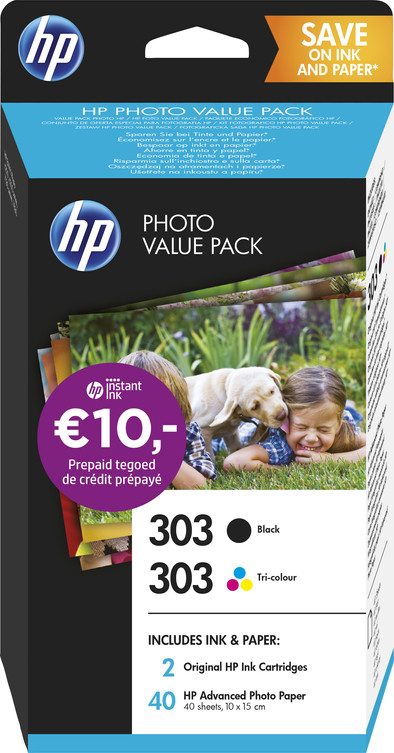 HP 303 Cartridges Combo Pack + 40 sheets of 10x15 photo paper is no longer available