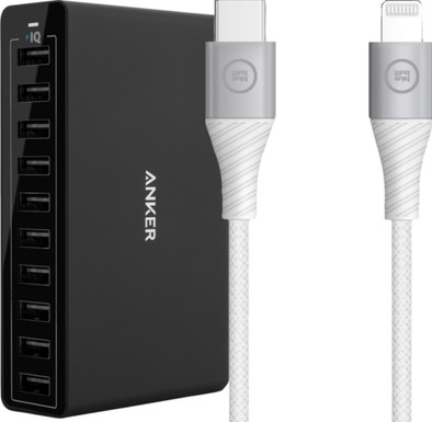 Anker Ladegerät met 10 USB-Anschlüssen 12 W Schwarz + BlueBuilt Lightning-Kabel 1,5 m Nylo ist nicht mehr verfügbar
