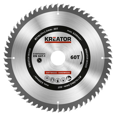 Kreator Sägeblatt für Holz 216x30x2,2mm 60T ist nicht mehr verfügbar