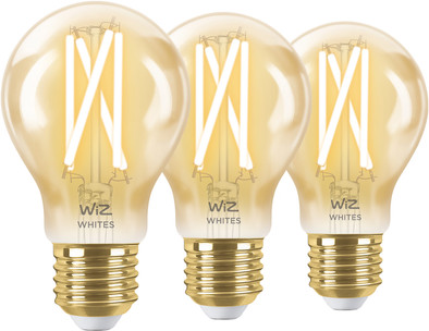 WiZ Smart Filamentlampe Standard Gold 3er-Pack - Warmes bis kaltweißes Licht - E27 ist nicht mehr verfügbar